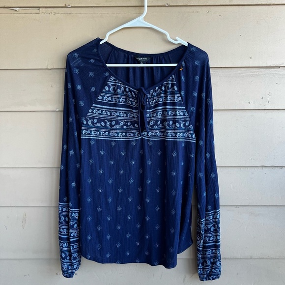 Lucky Brand Boho Long Sleeve Top - Size M - Peasant Casual Modest - Picture 1 of 6